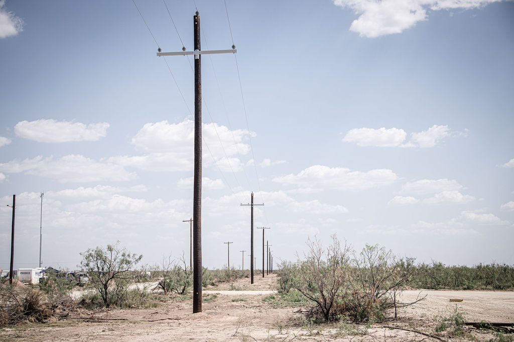 Power lines on the desert