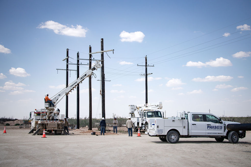 Phase 3 crew creating a power line