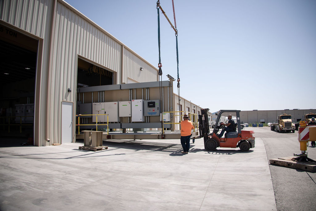 Switch rack without roof removed by forklift