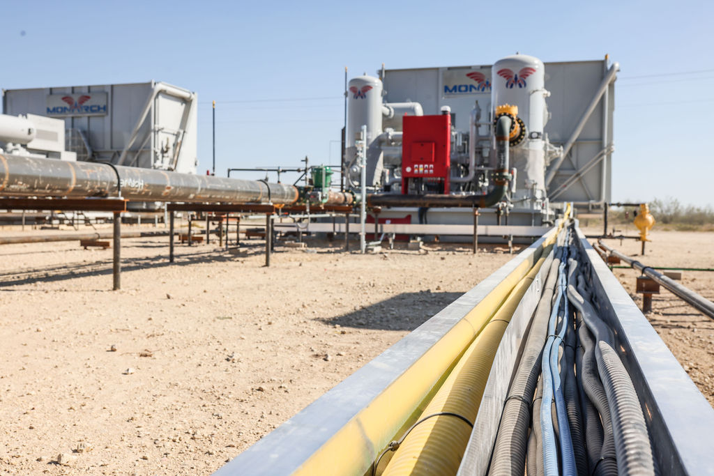 Gas lift compressor and cable tray
